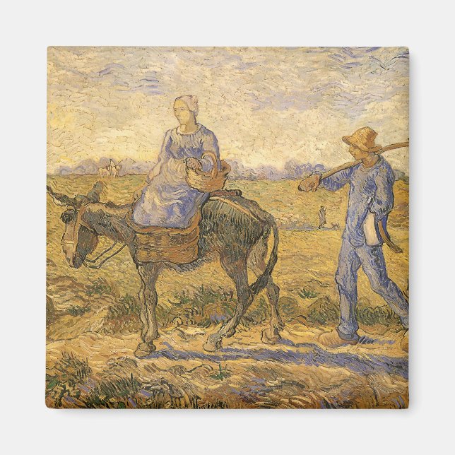 Vincent van Gogh - Peasant Couple går till jobbet Magnet (Framsidan)