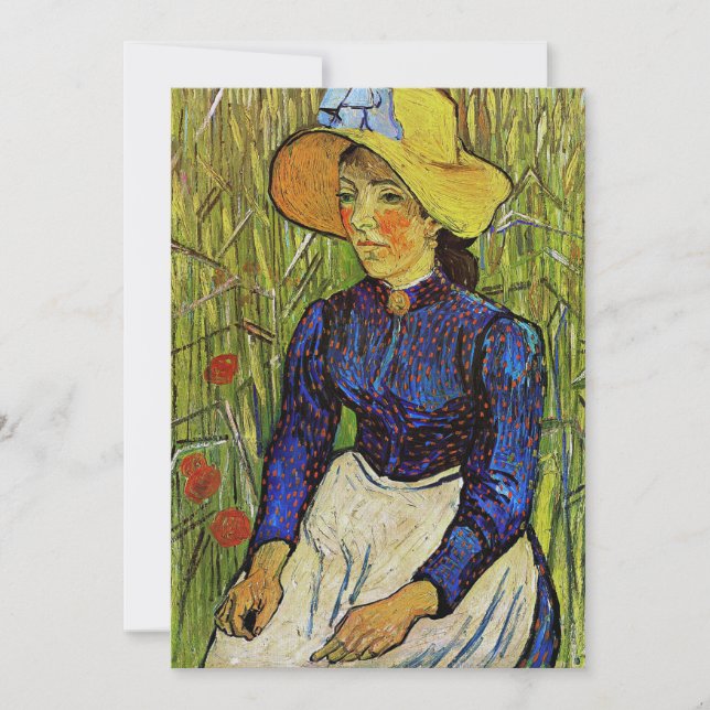 Vincent van Gogh - Peasant Girl in Straw Hat Inbjudningar (Framsida)