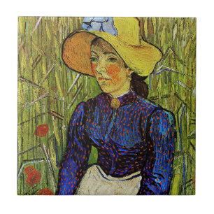 Vincent van Gogh - Peasant Girl in Straw Hat Kakelplatta