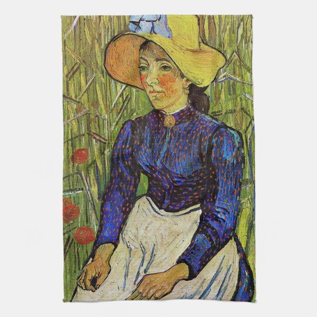 Vincent van Gogh - Peasant Girl in Straw Hat Kökshandduk (Vertikal)