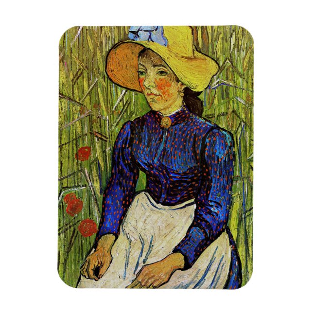 Vincent van Gogh - Peasant Girl in Straw Hat Magnet (Vertikal)