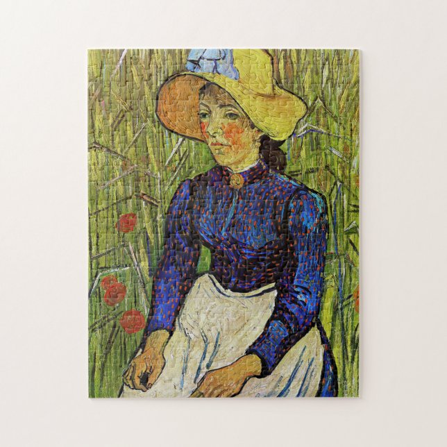 Vincent van Gogh - Peasant Girl in Straw Hat Pussel (Vertikal)