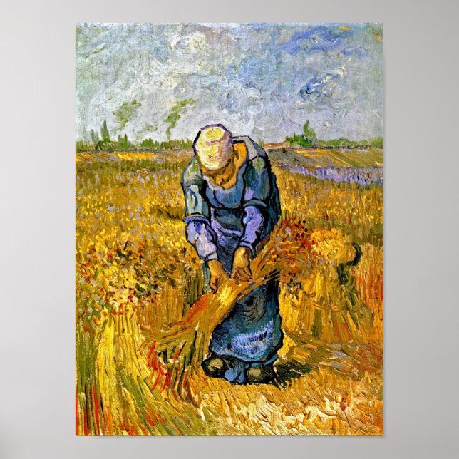 Vincent Van Gogh - Peasant Woman Binding Sheaves Poster (Framsidan)
