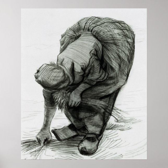 Vincent van Gogh | Peasant Woman Gleaning, 1885 Poster (Framsidan)