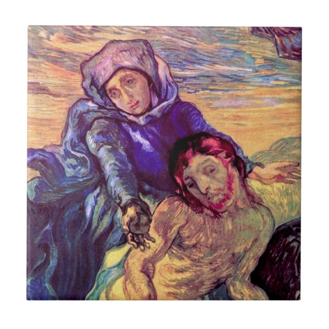 Vincent Van Gogh - Pietà - Jesus & Jungfru Maria Kakelplatta (Framsidan)