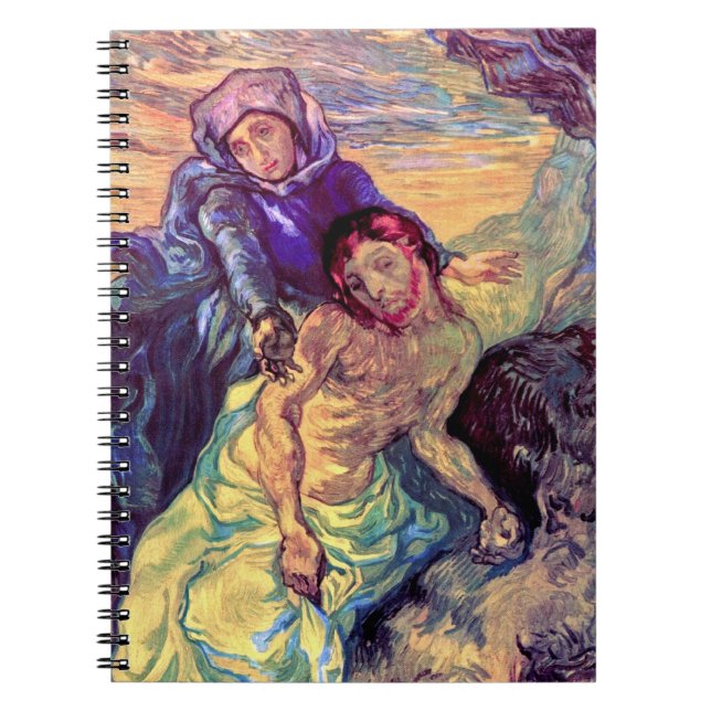 Vincent Van Gogh - Pieta - Jesus & Virgin Mary Anteckningsbok Med Spiral (Framsidan)