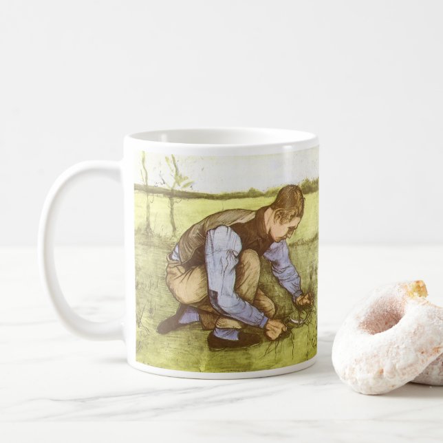 Vincent van Gogh - Pojke som skär gräs med lie Kaffemugg (Med munk)