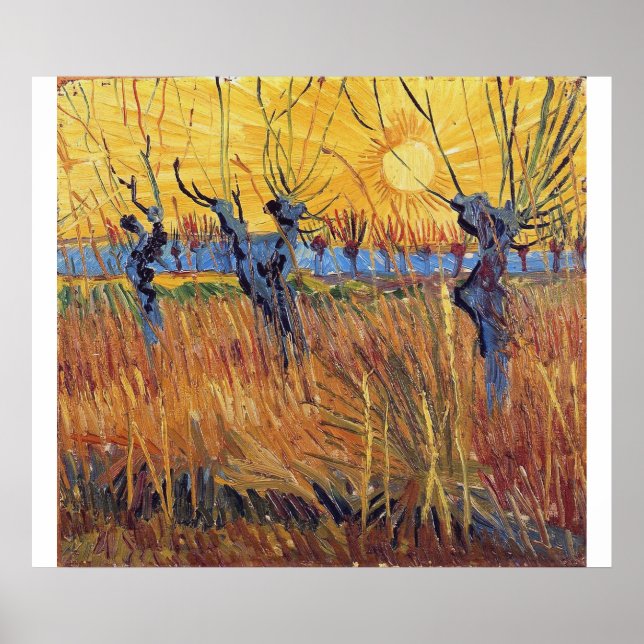 Vincent Van Gogh - Pollard Willows och Setting Sol Poster (Framsidan)