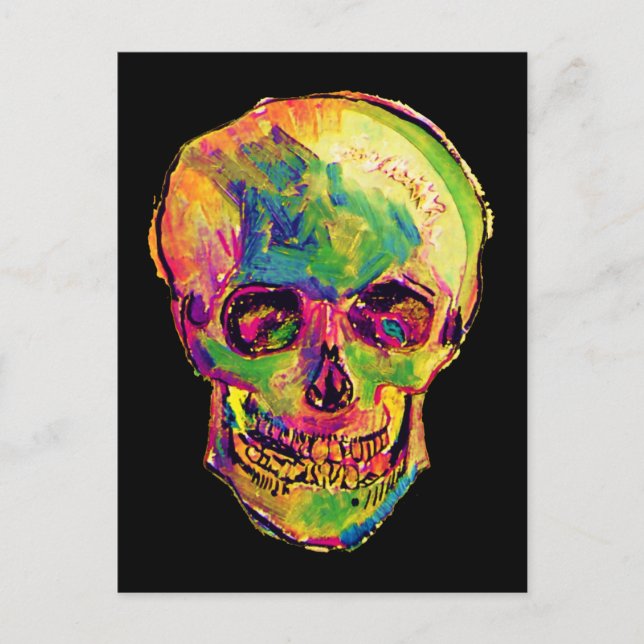 Vincent Van Gogh - Pop Art Halloween Skull Vykort (Framsida)