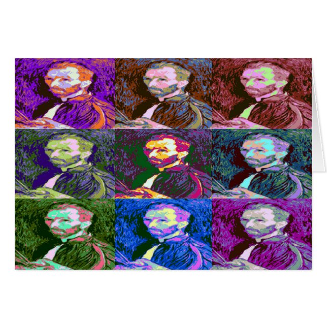 Vincent van Gogh Pop Art Hälsningskort (Framsidan Horizontal)