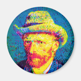 Vincent Van Gogh - Pop Art Självporträtt with Hat Magnet