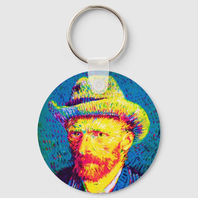 Vincent Van Gogh - Pop Art Självporträtt with Hat Nyckelring (Framsida)