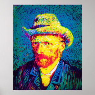 Vincent Van Gogh - Pop Art Självporträtt with Hat Poster