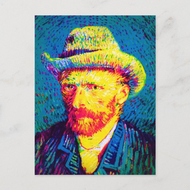 Vincent Van Gogh - Pop Art Självporträtt with Hat Vykort (Framsida)