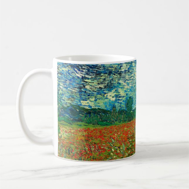 Vincent Van Gogh Poppy Fält Fine Art Kaffemugg (Vänster)