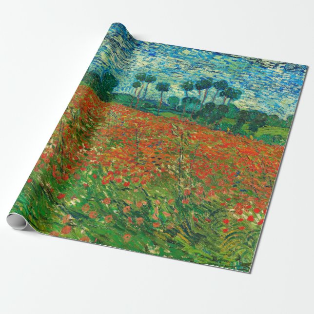 Vincent Van Gogh Poppy Fält Fine Art Presentpapper (Utrullad)