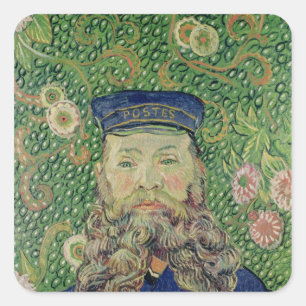 Vincent Van Gogh porträtt av brevbäraren Fyrkantigt Klistermärke