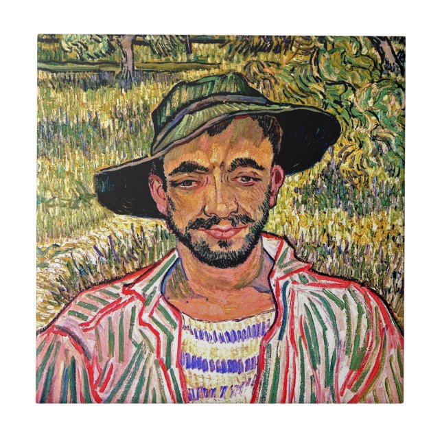 Vincent Van Gogh - Porträtt av en ung bonde Kakelplatta (Framsidan)