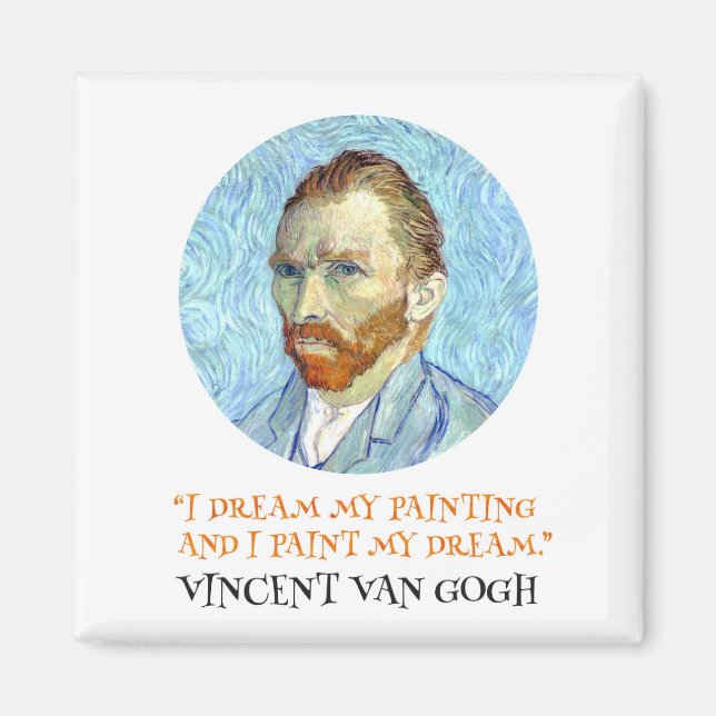 Vincent Van Gogh Porträtt med citat Magnet (Framsidan)