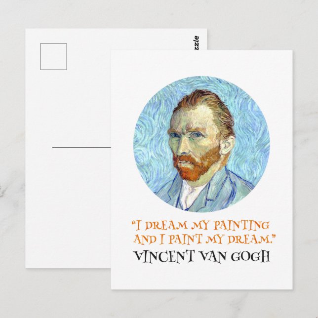 Vincent Van Gogh Porträtt med citat Vykort (Fram/baksida)