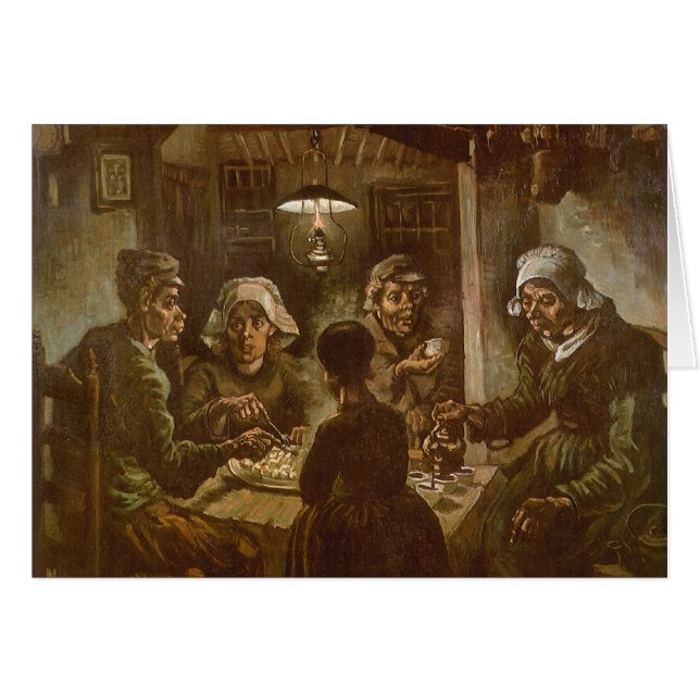 Vincent van Gogh - Potato Eaters Hälsningskort (Framsidan Horizontal)