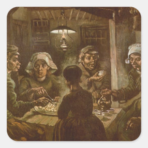 Vincent van Gogh - Potetisarna Fyrkantigt Klistermärke