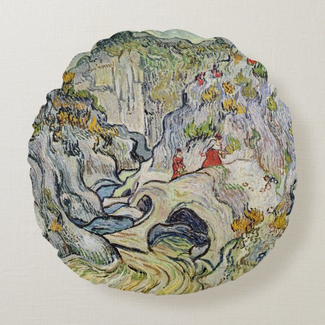 Vincent Van Gogh | ravinen av Peyrouletsen Rund Kudde (Framsidan)