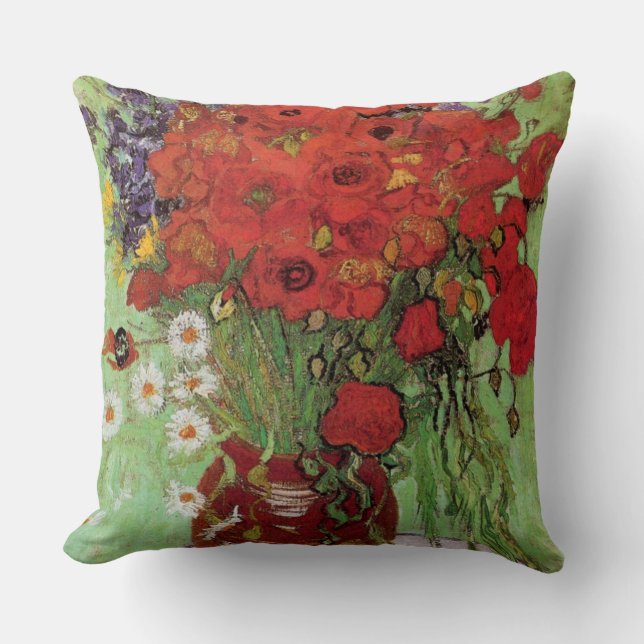 Vincent van Gogh-Red Poppies och Daisy Kudde (Framsida)