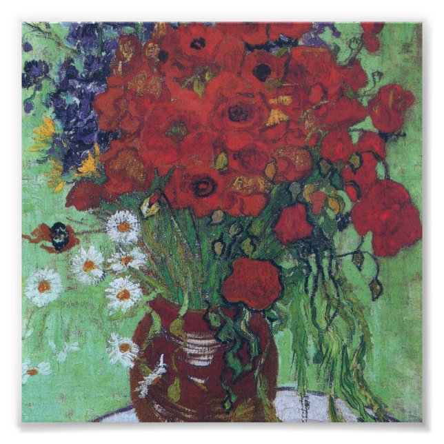 Vincent Van Gogh - Red Poppies och Daisys Fototryck (Framsidan)