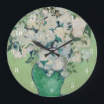 Vincent Van Gogh Ro Impressionist Stor Klocka<br><div class="desc">Vackra Van Gogh Ro-väggklocka med imponerande blommigt med söt ro i en grönt vas på en vit bord med spår av rosa på en fin gult. Coola vintage blommigt bouquet-gåva till en 1800-talarbeundrare som kärlek den imponerande perioden.</div>