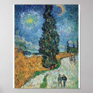 Vincent Van Gogh - Road med Cypress och Star Poster