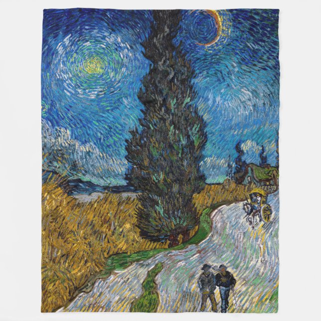 Vincent van Gogh - Road with Cypress and Star Fleecefilt (Framsidan)