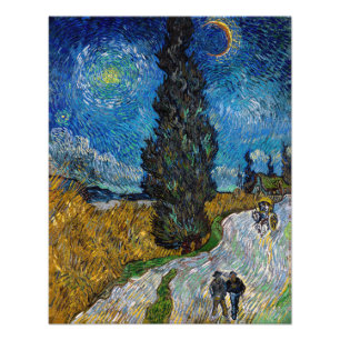 Vincent van Gogh - Road with Cypress and Star Fototryck