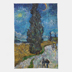 Vincent van Gogh - Road with Cypress and Star Kökshandduk