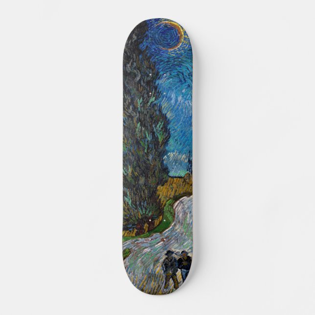Vincent van Gogh - Road with Cypress and Star Mini Skateboard Bräda 18,5 Cm (Framsida)
