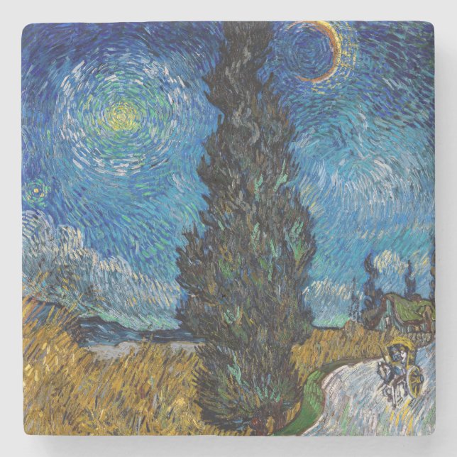 Vincent van Gogh - Road with Cypress and Star Stenunderlägg (Framsidan)