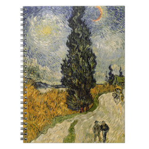 Vincent van Gogh Road with Cypresses, 1890 Anteckningsbok Med Spiral