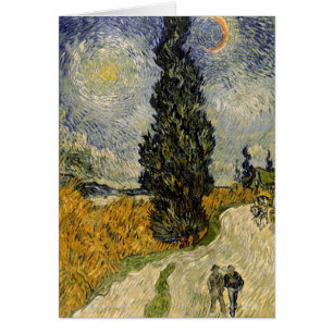 Vincent van Gogh Road with Cypresses, 1890 Hälsningskort