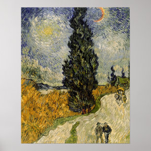 Vincent van Gogh Road with Cypresses, 1890 Poster