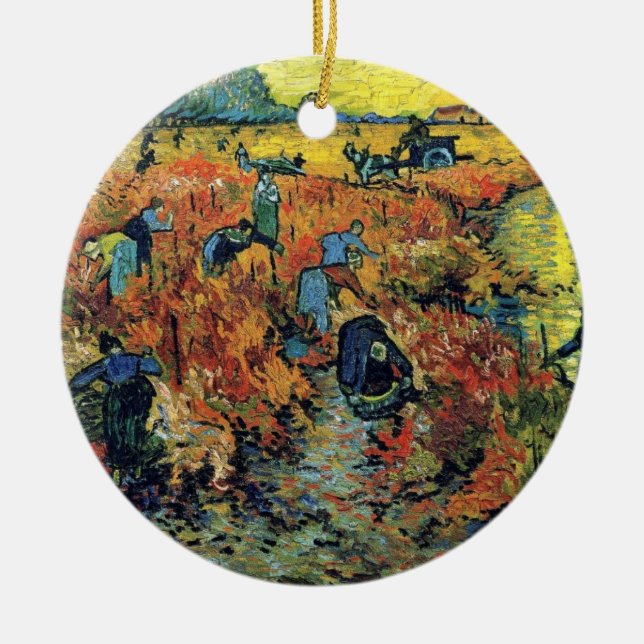 Vincent Van Gogh - Röd vingård i Arles målning Julgransprydnad Keramik (Framsidan)