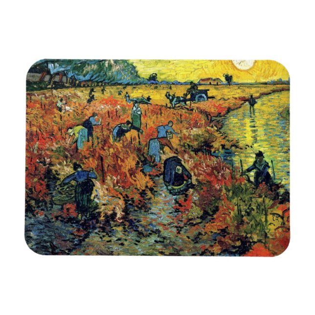 Vincent Van Gogh - Röd vingård i Arles målning Magnet (Horisontell)