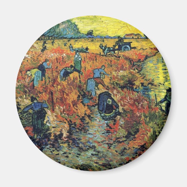 Vincent Van Gogh - Röd vingård i Arles målning Magnet (Framsidan)