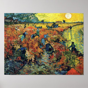 Vincent Van Gogh - Röd vingård i Arles målning Poster