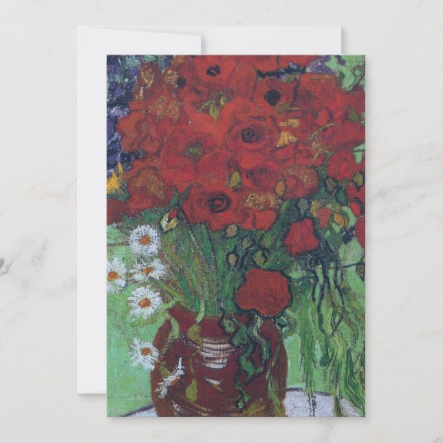 Vincent Van Gogh - Röda vallmosor och prästkragar Tack Kort (Framsida)