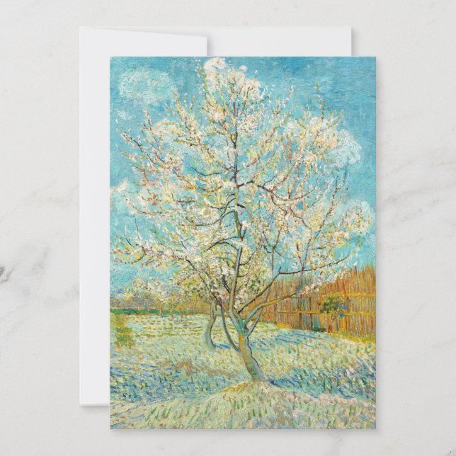 Vincent van Gogh - Rosa Peach Träd i Blommar Inbjudningar (Framsida)