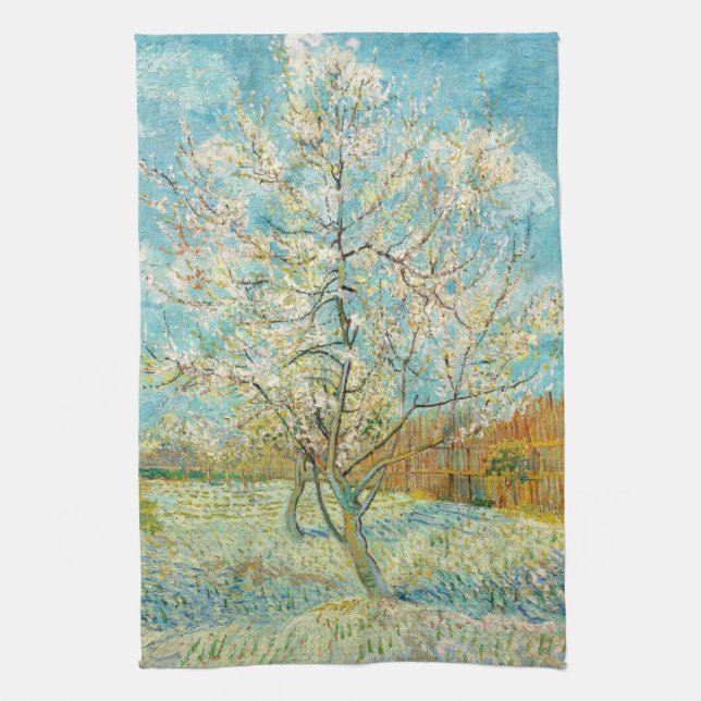 Vincent van Gogh - Rosa Peach Träd i Blommar Kökshandduk (Vertikal)