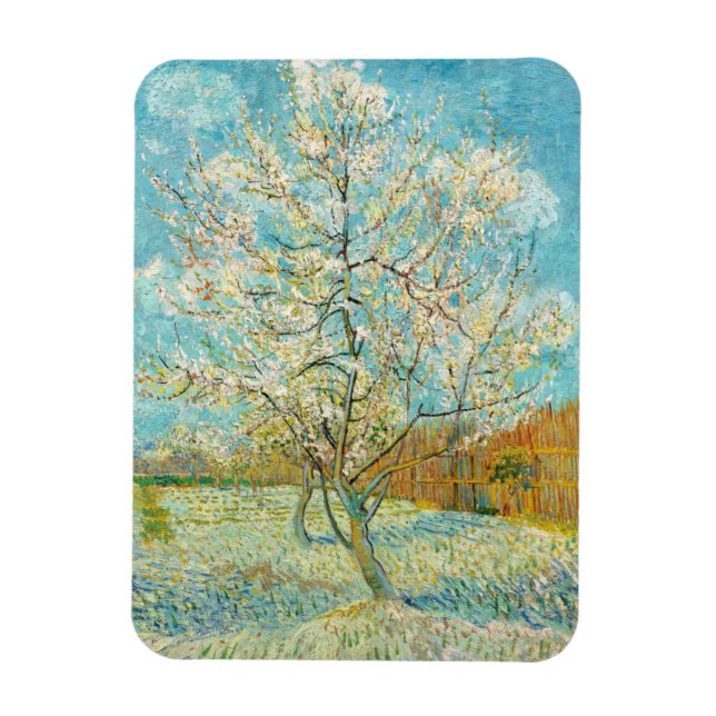 Vincent van Gogh - Rosa Peach Träd i Blommar Magnet (Vertikal)