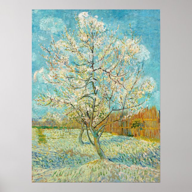 Vincent van Gogh - Rosa Peach Träd i Blommar Poster (Framsidan)
