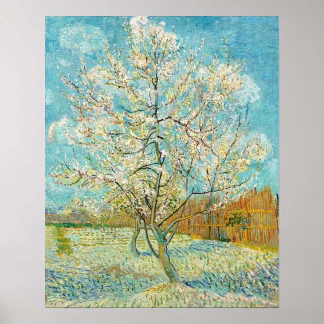 Vincent van Gogh - Rosa Peach Träd i Blommar Poster (Framsidan)