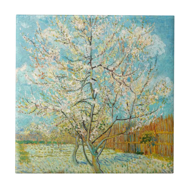 Vincent van Gogh - Rosa Persika Träd i Blomning Kakelplatta (Framsidan)